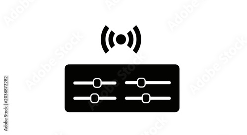 Tableau sur toile Wireless control panel with signal strength indicator and four adjustable knobs represents seamless connectivity and precise adjustments for modern technology applications