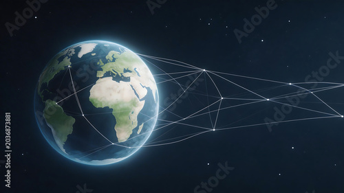 Earth with global network connections ideal for futuristic concepts and sci-fi themes