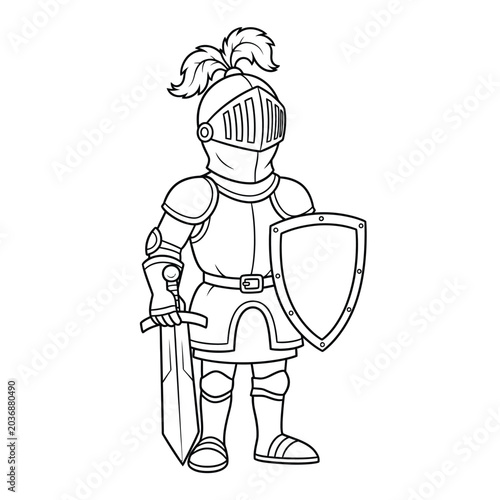 Cuadro en lienzo Medieval Knight in Armor Standing.