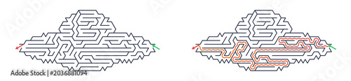 Maze design shaped like UFO with colorful paths for UFO Day  