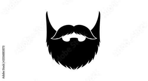 Billede på lærred A stylized black silhouette of a full beard and mustache, representing masculine grooming and personal style, isolated on a plain white background