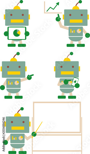 サステナブルな未来を象徴するロボットのポーズセット