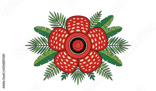 Minimalist Rafflesia Arnoldii Tropical Flower Vector for Botanical Decoration Design