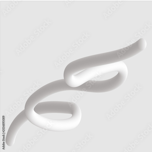 Abstract 3D White Ribbon Curve on Minimal Gray Background

