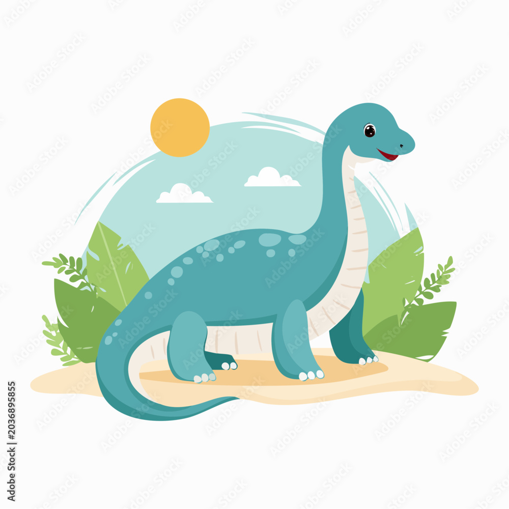 Fototapeta premium Cute Cartoon Dinosaur Illustration