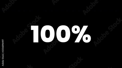 Animated Percentage Counter 0 to 100 Percent, Alpha Channel
