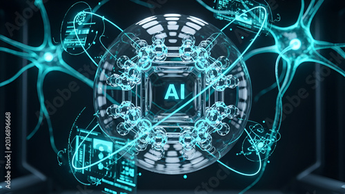 AI Brain Neural Network Digital Technology Concept