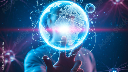 Global Network and Artificial Intelligence Concept