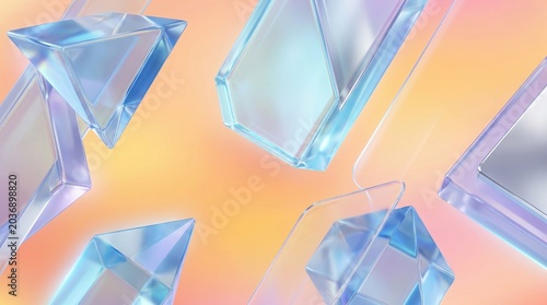 Abstract Crystal Glass Gradient Background with Glossy Reflections