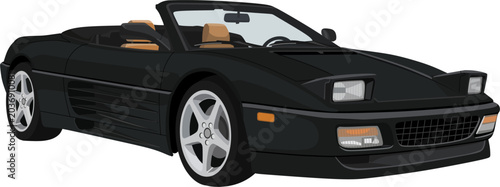 Obraz na płótnie Black sports convertible car featuring a retractable roof and classic pop-up hea