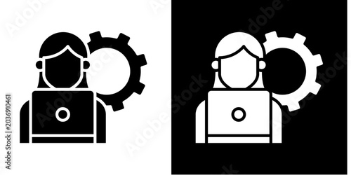 Photos Freelance Support  Icon Set White Glyph Style Collection
