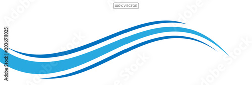 Blue abstract curve wavy shapes decoration banner graphic illustration
