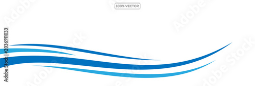 Blue flow of wavy lines, abstract waves background. Vector waves template illustration