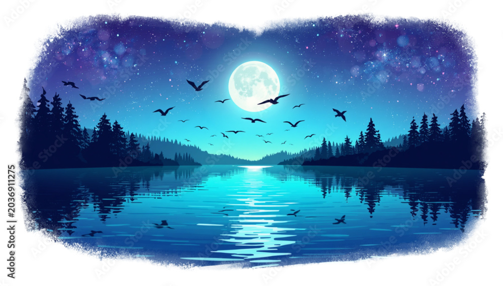 Fototapeta premium beautiful night view over the lake