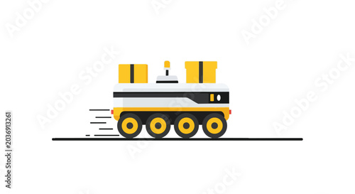 Autonomous Self-Driving Delivery Robot Carrying Packages for Fast Logistics and E-commerce Illustration