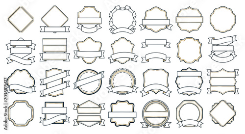 Collection of Vintage Blank Labels, Ribbons and Badges - Vector Graphics