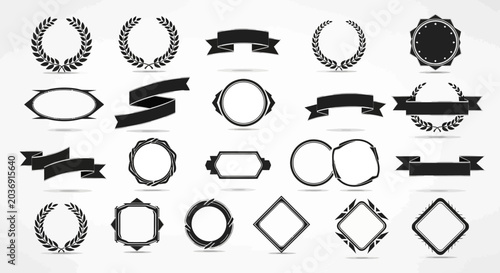 Decorative Frames and Ribbons Collection - Vintage & Modern Design Elements