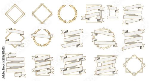 Elegant Gold Geometric Frames and Banners Collection - Vintage Design Elements