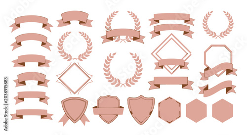 Ribbon and Laurel Wreath Collection: Award Seals, Badges, and Banners