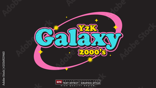 Editable 3d text effect y2k galaxy with sparkle for banner template design