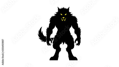 Billede på lærred Fierce Werewolf Silhouette Horror Halloween Monster Illustration