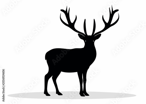 Photos Black Deer Silhouette With Antlers Against White Background