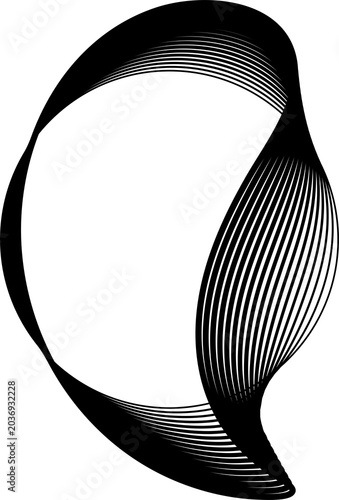 Circle round curve with wavy dynamic gradient line. Technology and digital style
