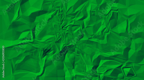 Canvastavla Abstract green crumpled paper texture background with low poly geometric folds a