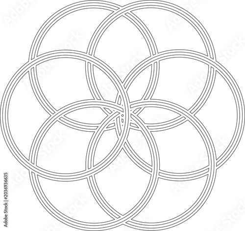Circle overlapping icon with geometry pattern