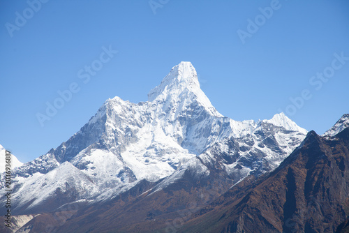 Amazing peak of the Ama Dablam mount - Everest region, Nepal, Himalayas