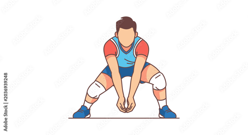 Fototapeta premium Volleyball player in action vector illustration white background copy space