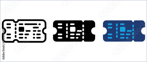 Fotografi Flight Ticket Sign in Modern Flat Style with Boarding Pass and Aviation Elements