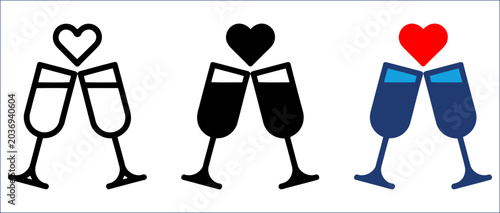 Принти на полотні Champagne Glasses Toast Symbol with Elegant Celebration Sparkle Illustration Design