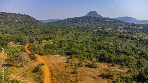 Aerials of the mountain scnerey in Fouta Djallon, Guinea Conakry