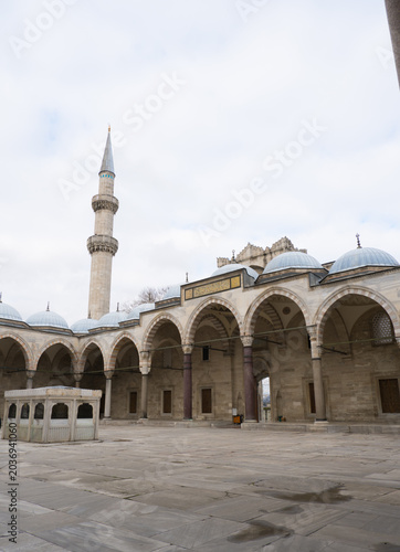 Courtyard of the historic Suleymaniye Mosque in Istanbul