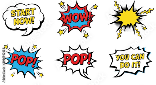 Comic book speech bubbles and explosion effects collection