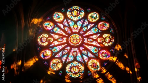 Stained Glass Window Illuminated by Sunlight