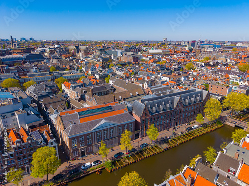 Fotografija Compagnie Theater and Dutch East India Company (Oost Indische Huis) aerial view at Kloveniersburgwal canal