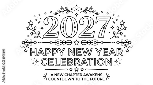 Quadro su tela 2027 Happy New Year Celebration with Decorative Elements