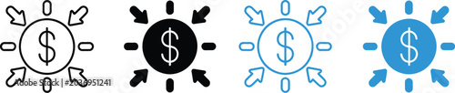 Foto Fund Centralization Multiple Style Icon Design Coin Inward Arrows Financial Cons
