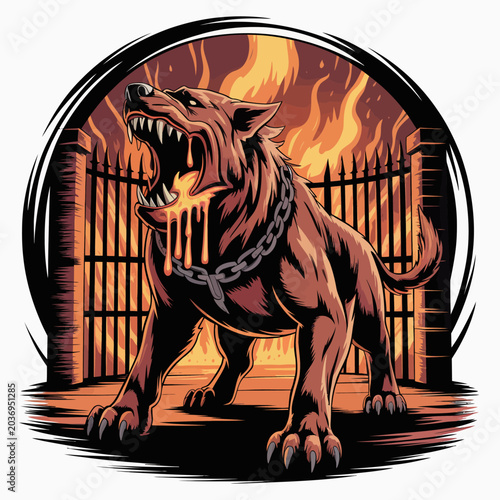 Quadro su tela Furious dog with sharp teeth growling.