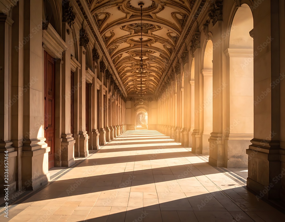 Obraz premium Ancient architecture interior with columns.