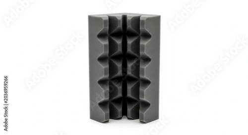 Abstract geometric shape with repeating pattern on white background.