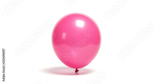 A single pink balloon floating against a clean white background, isolated.