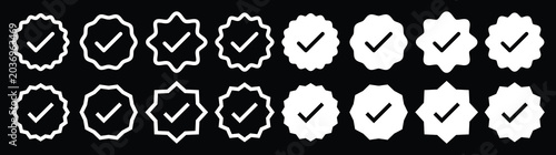 Tableau sur toile social media check mark set