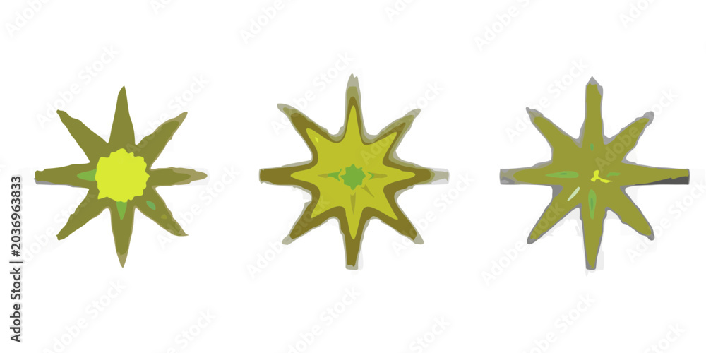 Obraz premium Star shaped Bursts With Yellow Centers Digital Illustration On Black