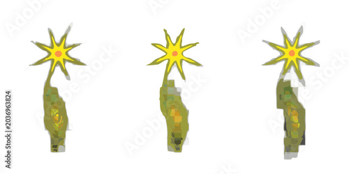 Fotografie Glowing Star like Bursts With Textured Stems On Black Background