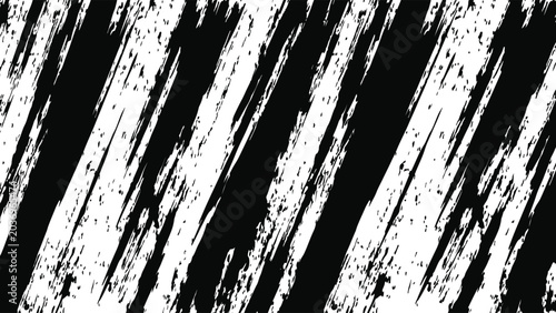Abstract diagonal black paint speed lines pattern vector background with rough grunge dry brush stroke texture effects