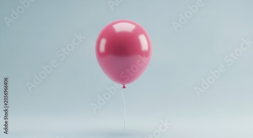 A single pink balloon floats against a soft blue background, symbolizing celebration and joy.