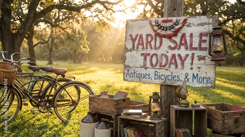 Vintage Yard Sale on a Sunny Day
